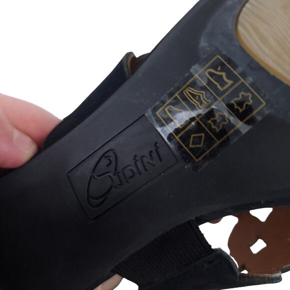 Kia Sudini Novara Open Toe Heels Sandals Black Block Heels 7.5W Wide Heeled - Picture 5 of 6